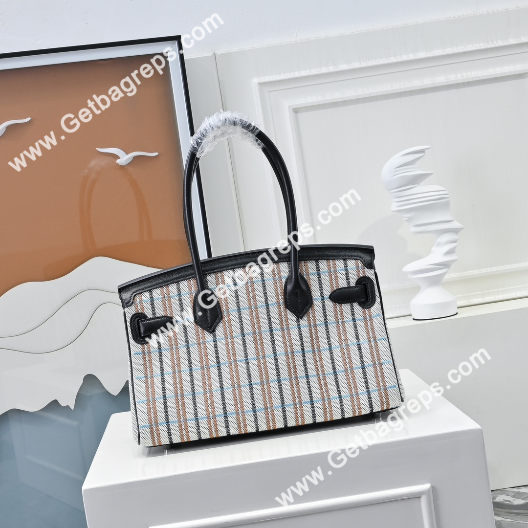 Hermes Birkin 29cm Black Swift Leather With Canvas-1