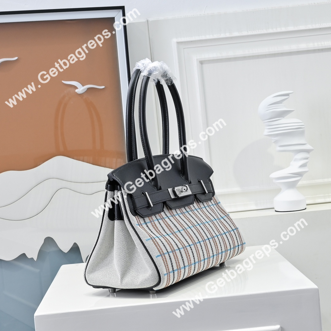Hermes Birkin 29cm Black Swift Leather With Canvas-1