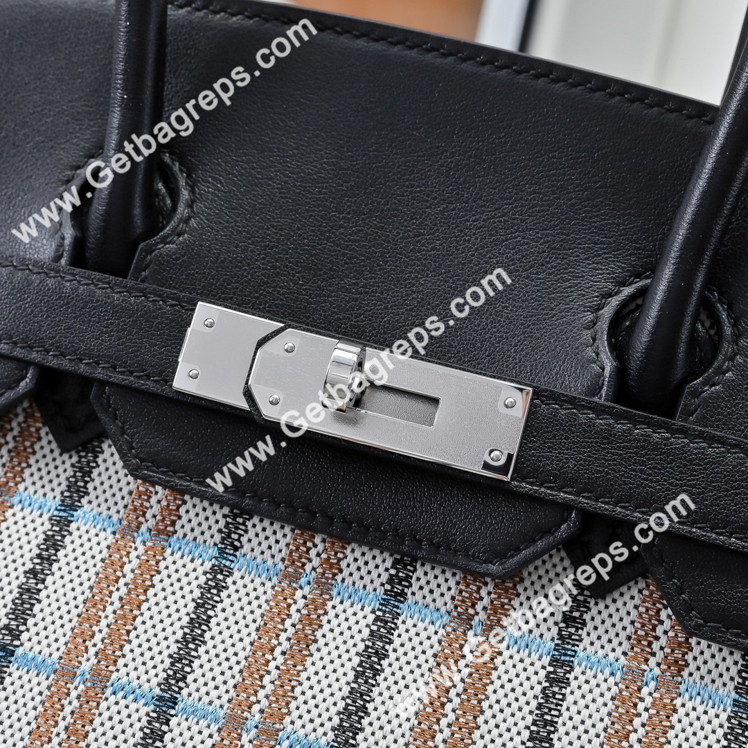 Hermes Birkin 29cm Black Swift Leather With Canvas-1
