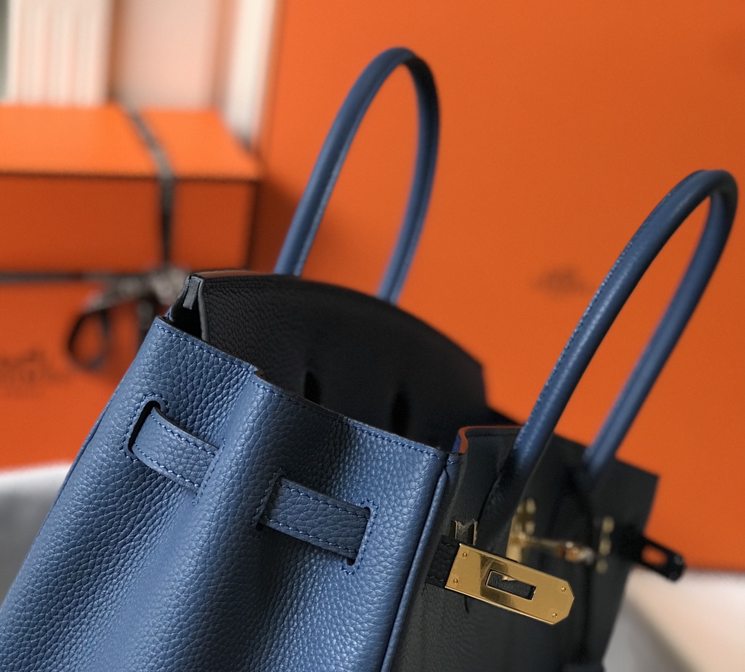 Hermes Birkin 30CM 35CM Togo Agate Blue With Gold