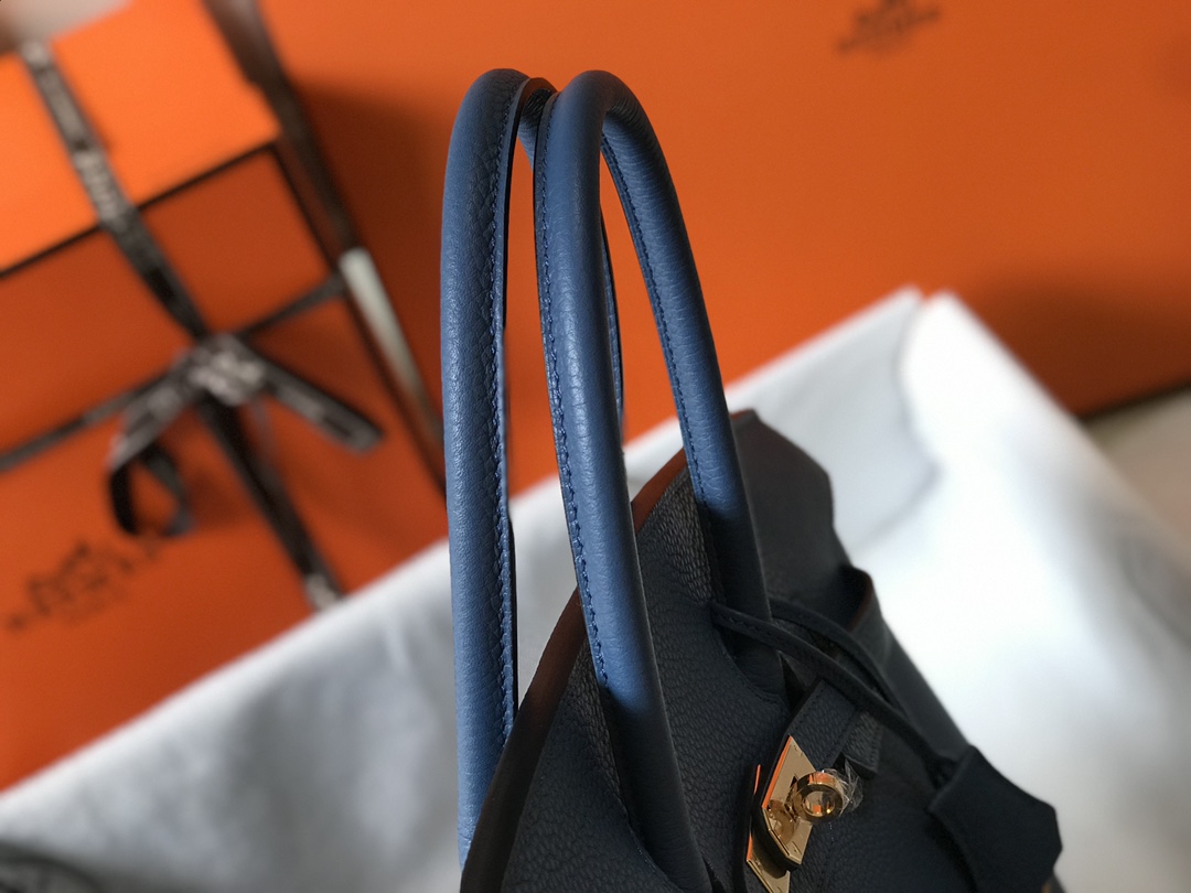 Hermes Birkin 30CM 35CM Togo Agate Blue With Gold