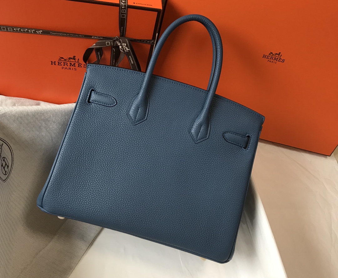 Hermes Birkin 30CM 35CM Togo Agate Blue With Gold