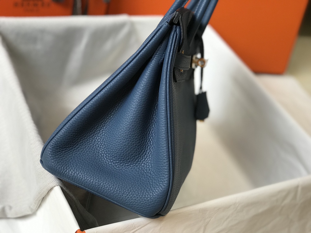 Hermes Birkin 30CM 35CM Togo Agate Blue With Gold