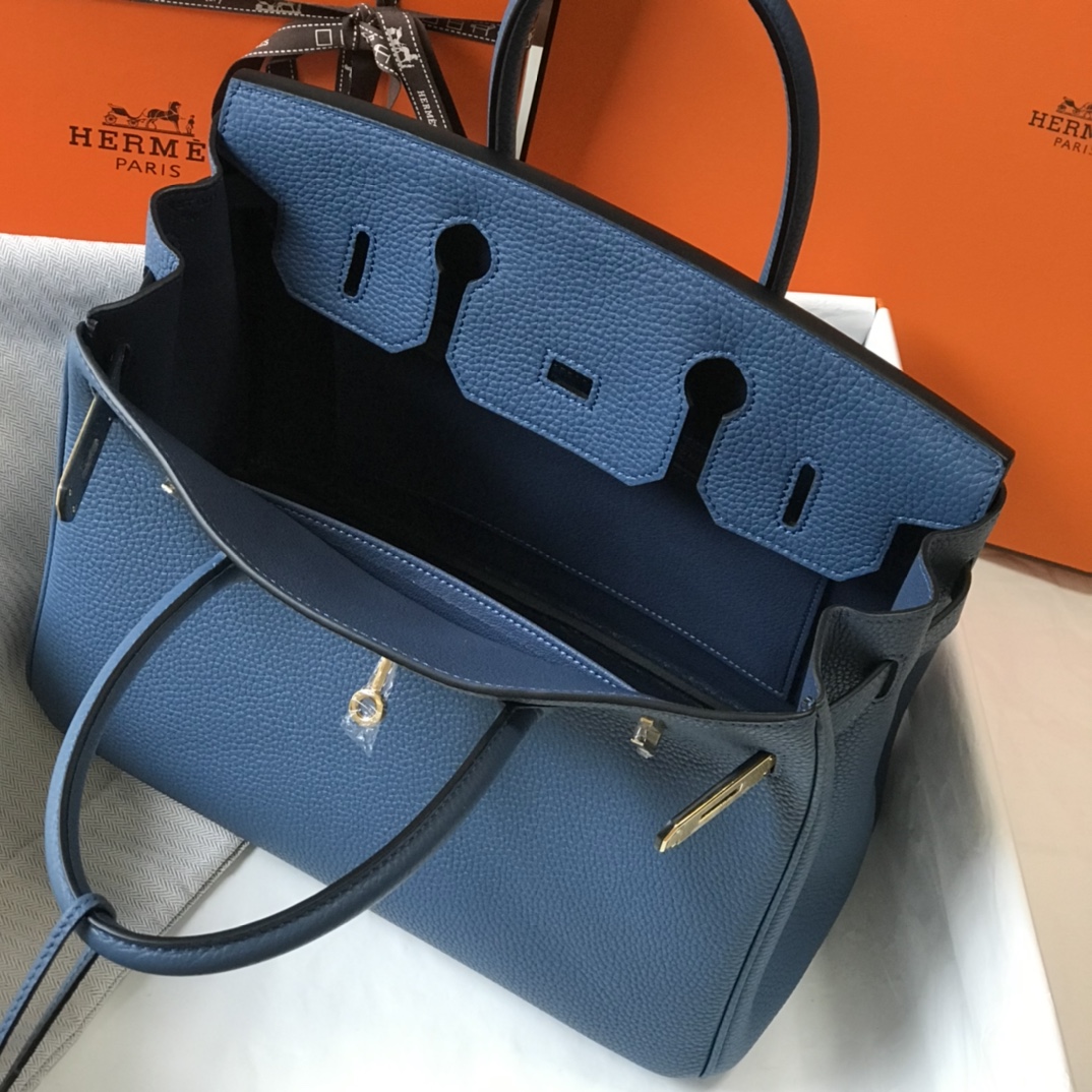 Hermes Birkin 30CM 35CM Togo Agate Blue With Gold