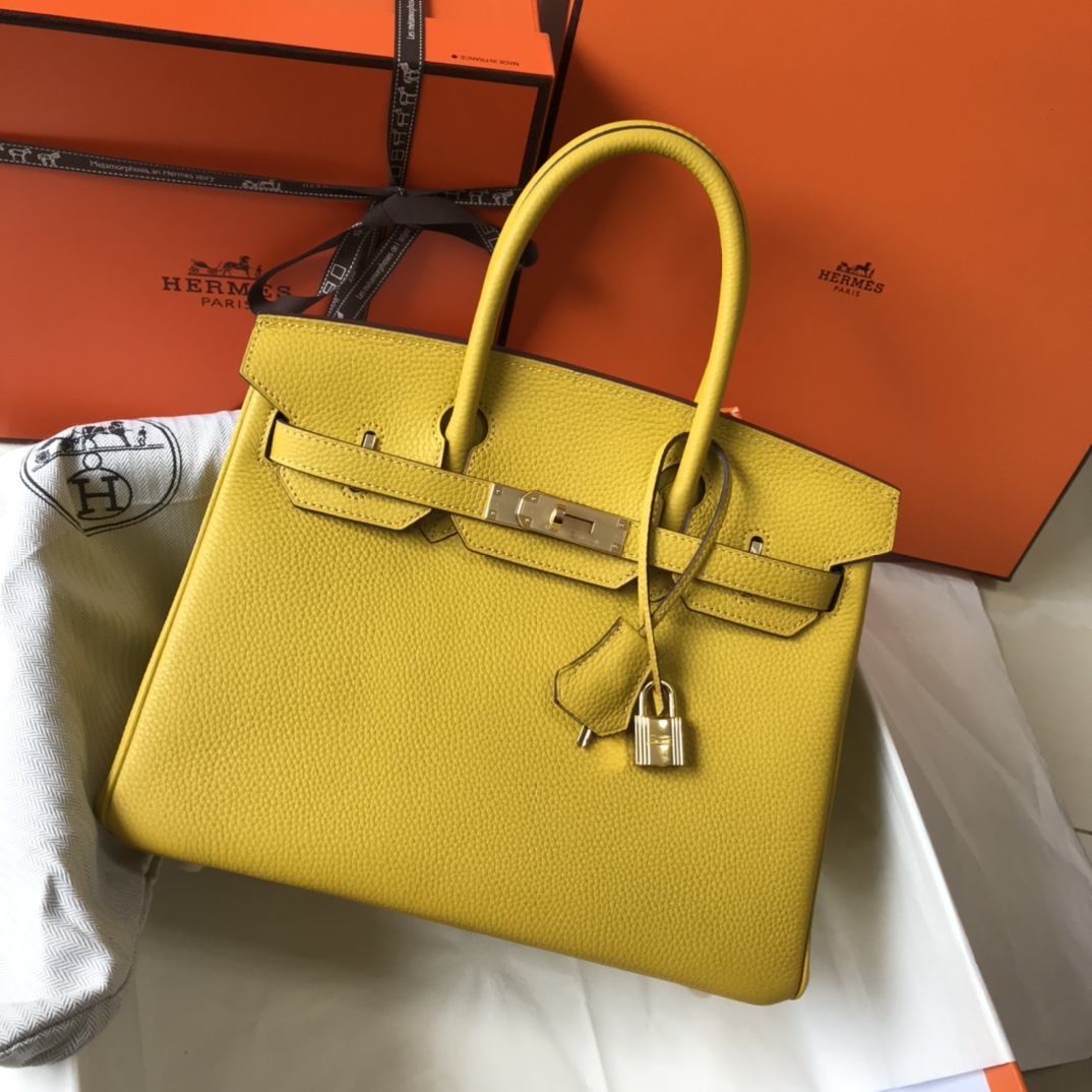 Hermes Birkin 30CM 35CM Togo Amber Yellow With Gold