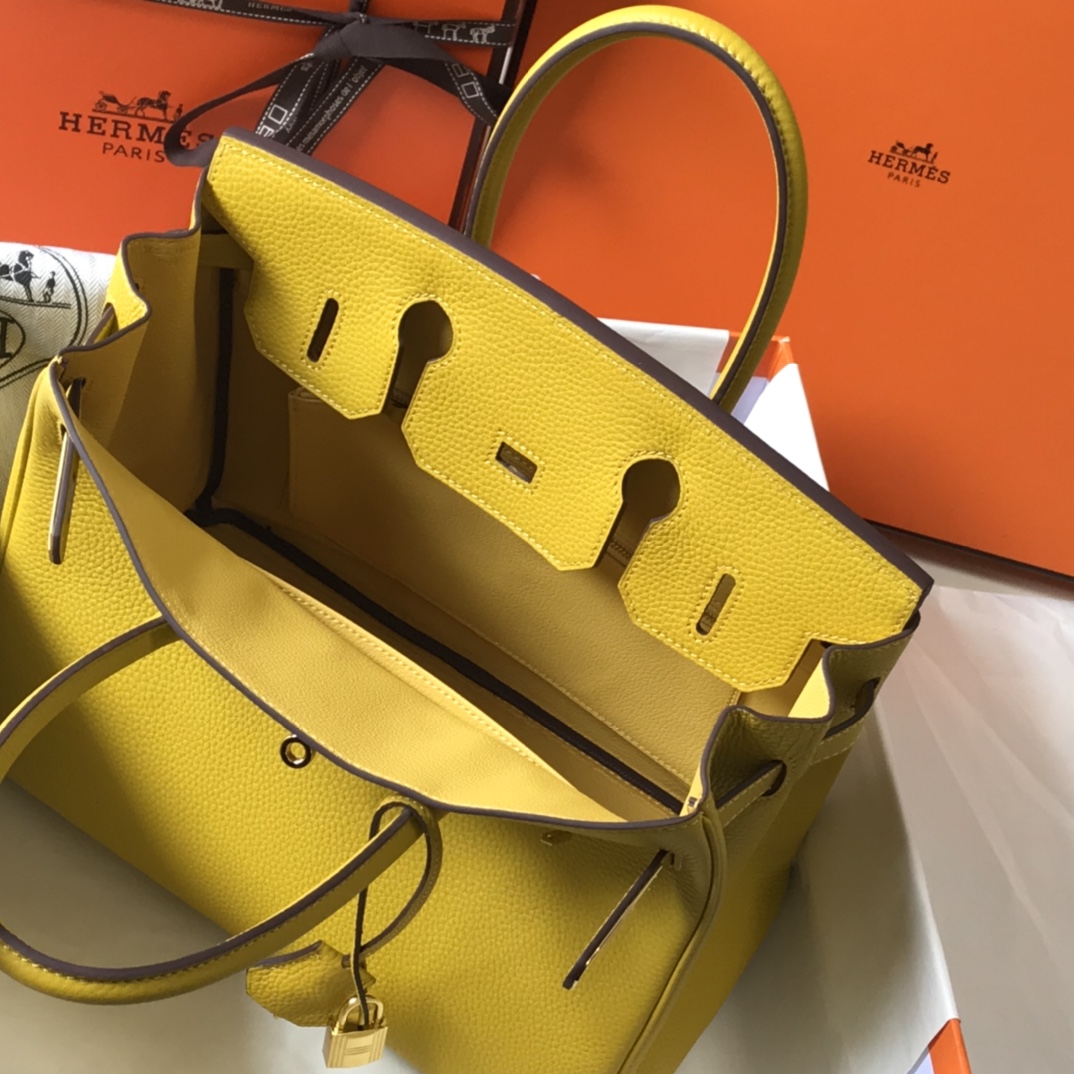 Hermes Birkin 30CM 35CM Togo Amber Yellow With Gold