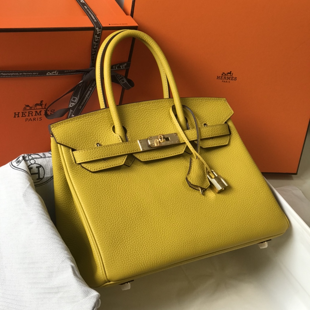 Hermes Birkin 30CM 35CM Togo Amber Yellow With Gold