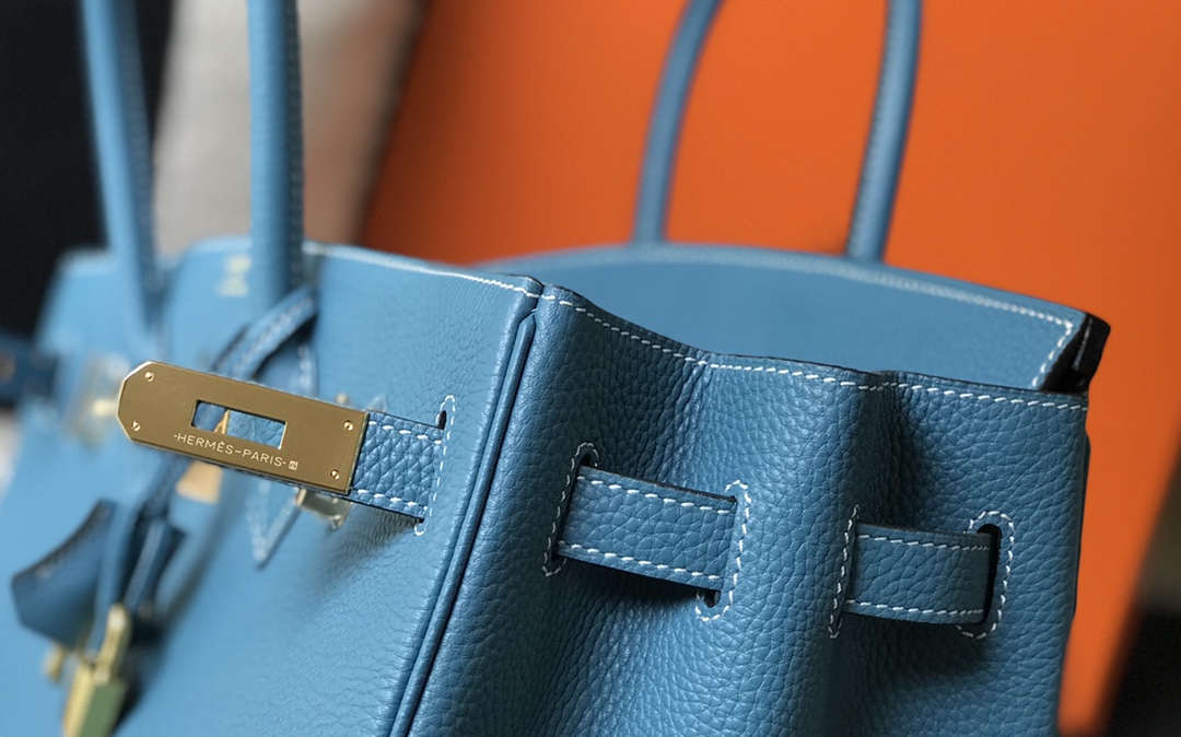 Hermes Birkin 30CM 35CM Togo Denim Blue With Gold