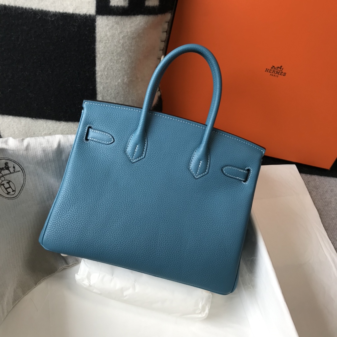 Hermes Birkin 30CM 35CM Togo Denim Blue With Gold