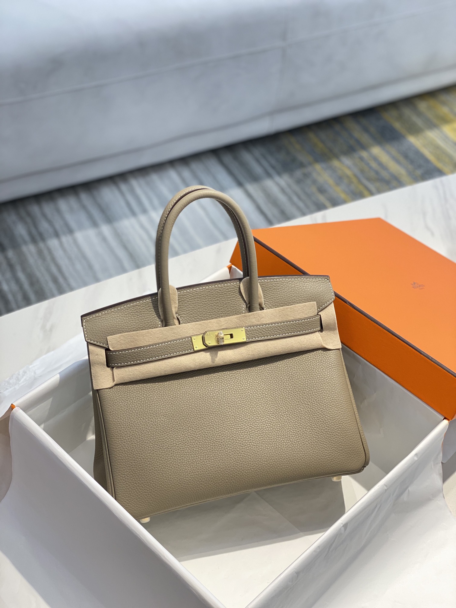 Hermes Birkin 30CM 35CM Togo Grey With Gold