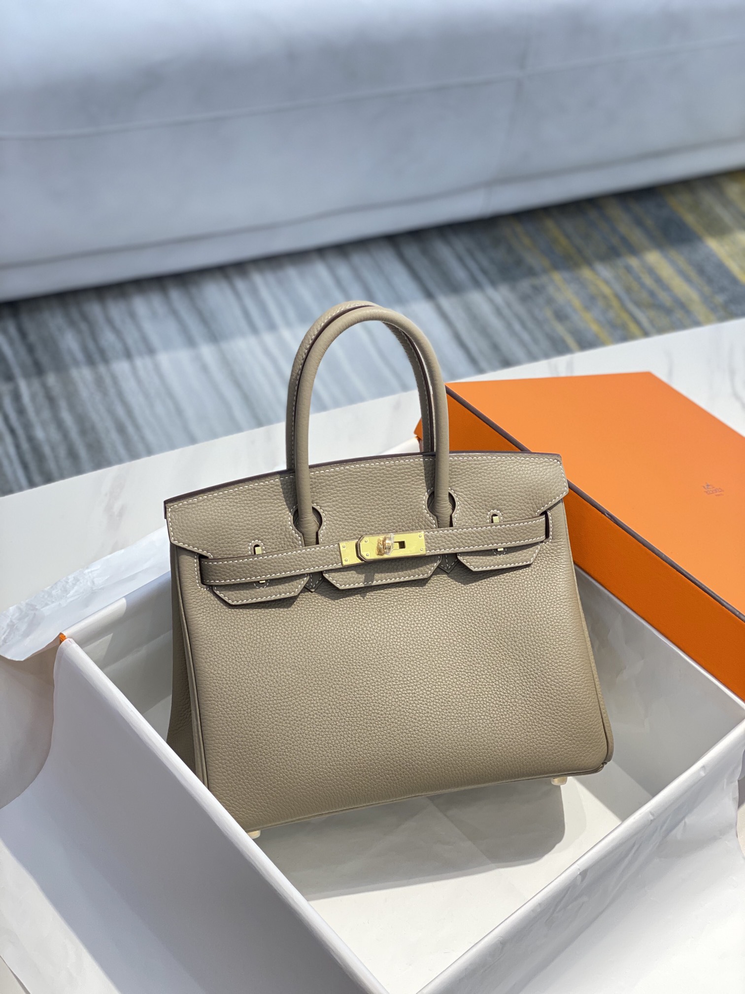 Hermes Birkin 30CM 35CM Togo Grey With Gold