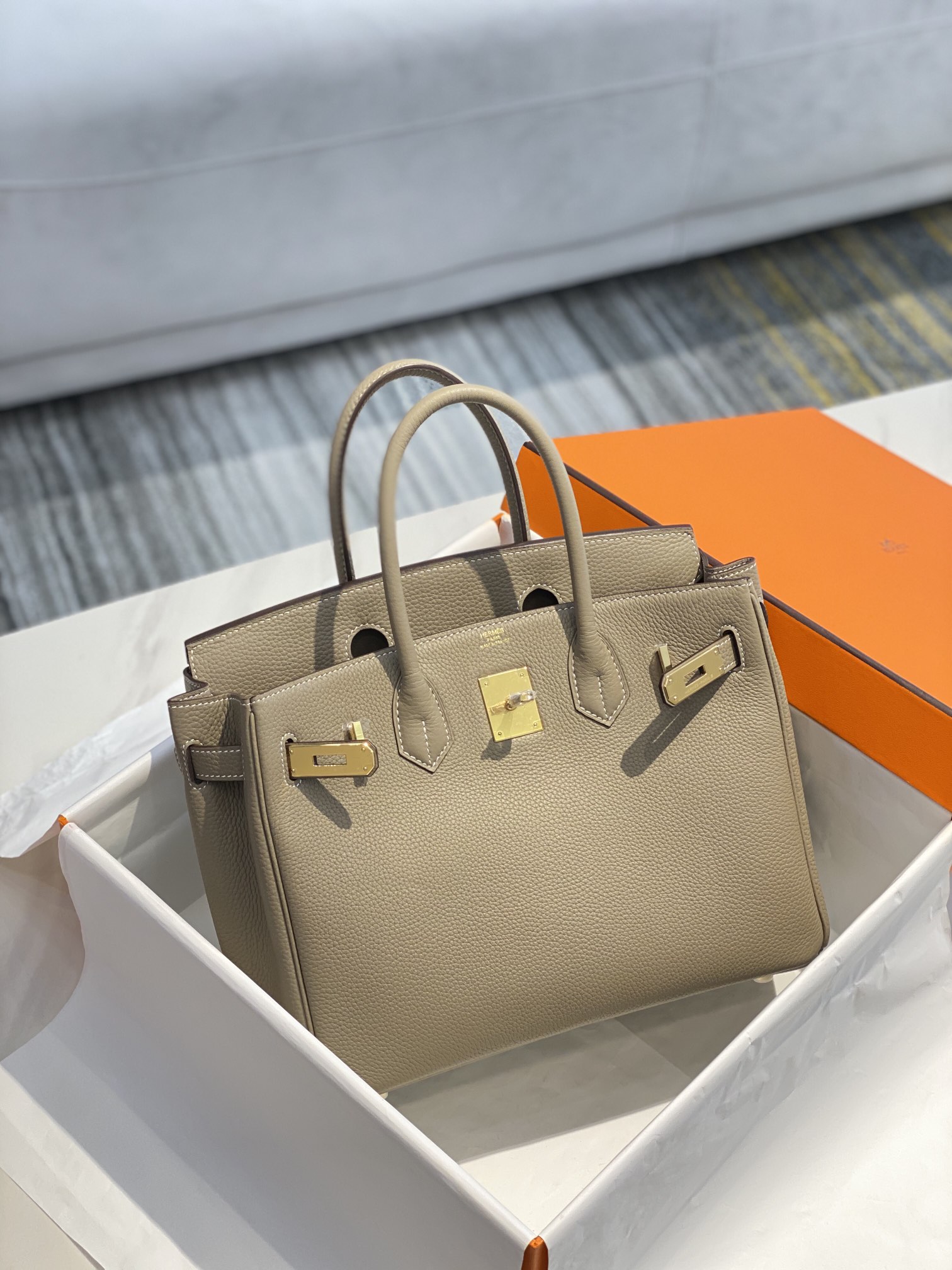 Hermes Birkin 30CM 35CM Togo Grey With Gold