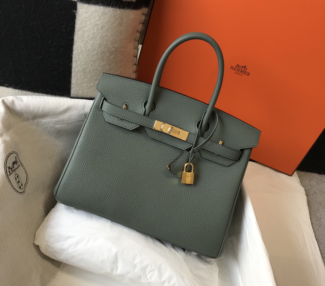 Hermes Birkin 30CM 35CM Togo Leather Almond Green With Gold