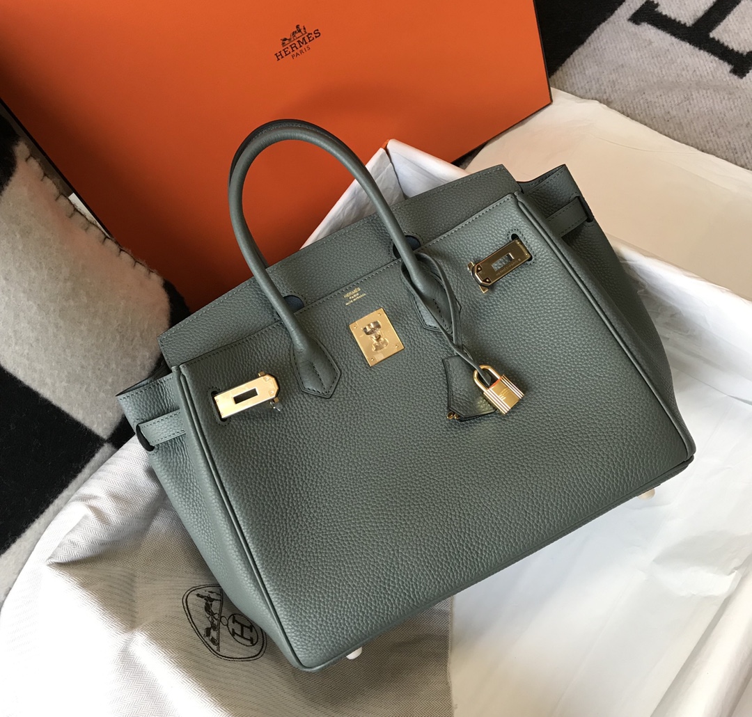 Hermes Birkin 30CM 35CM Togo Leather Almond Green With Gold