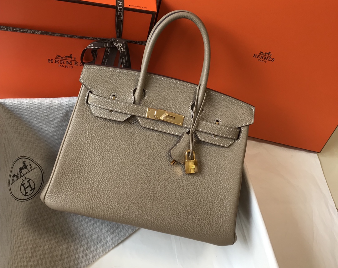 Hermes Birkin 30CM 35CM Togo Leather Dove Grey With Gold