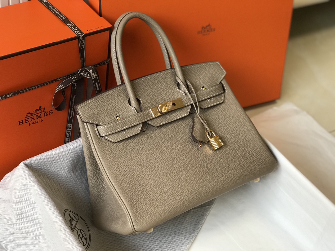 Hermes Birkin 30CM 35CM Togo Leather Dove Grey With Gold