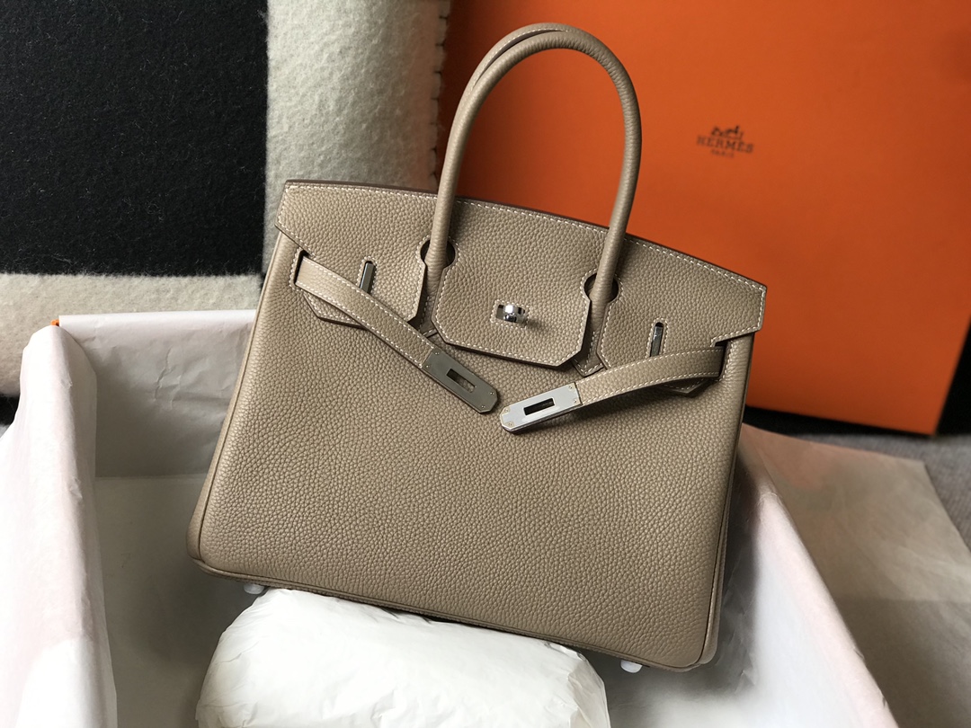 Hermes Birkin 30CM 35CM Togo Leather Dove Grey With Silver