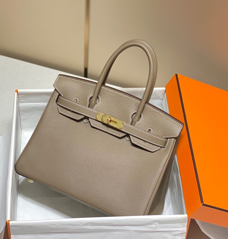 Hermes Birkin 30CM 35CM Togo Leather Milkshake Elephant Grey With Gold