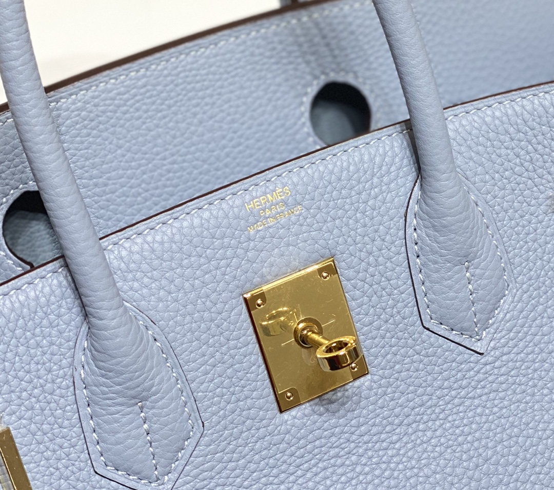 Hermes Birkin 30CM 35CM Togo Leather Milkshake Flax Blue With Gold