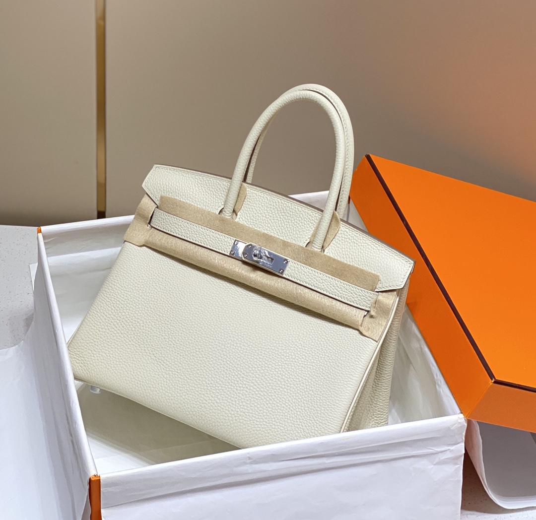 Hermes Birkin 30CM 35CM Togo Leather Milkshake White With Silver