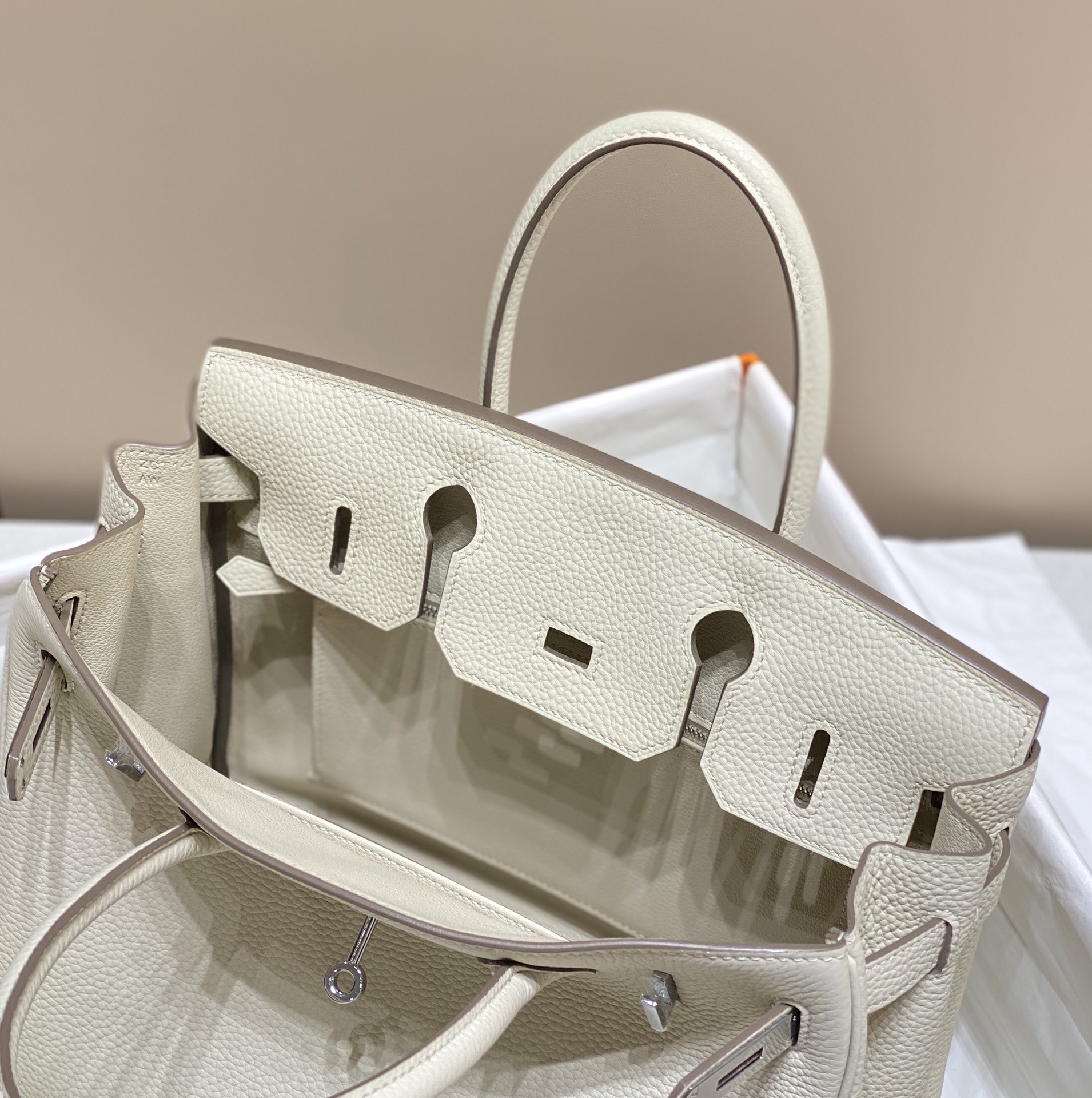 Hermes Birkin 30CM 35CM Togo Leather Milkshake White With Silver