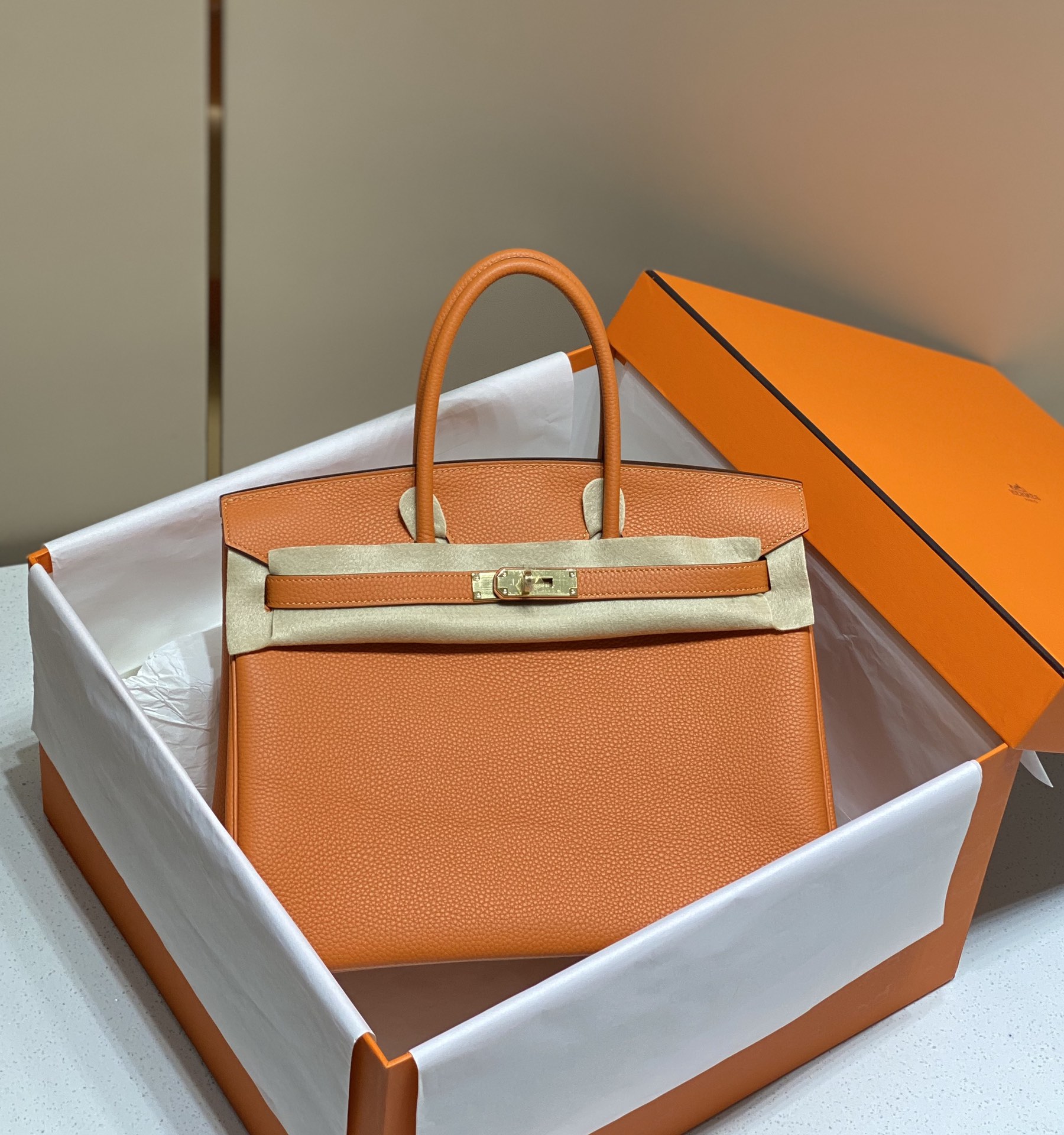 Hermes Birkin 30CM 35CM Togo Leather Orange With Gold