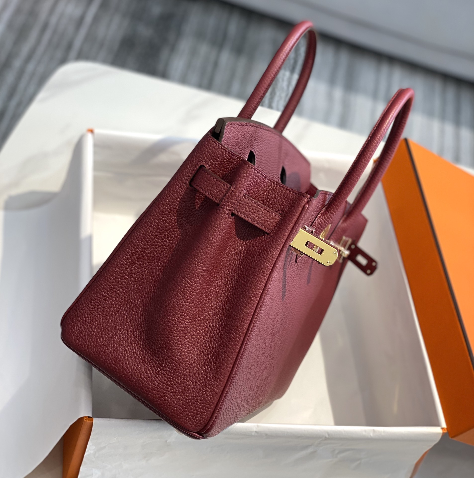 Hermes Birkin 30CM 35CM Togo Leather Red Bordeaux With Gold