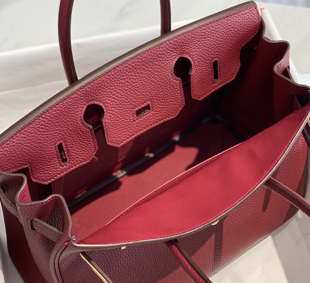 Hermes Birkin 30CM 35CM Togo Leather Red Bordeaux With Gold