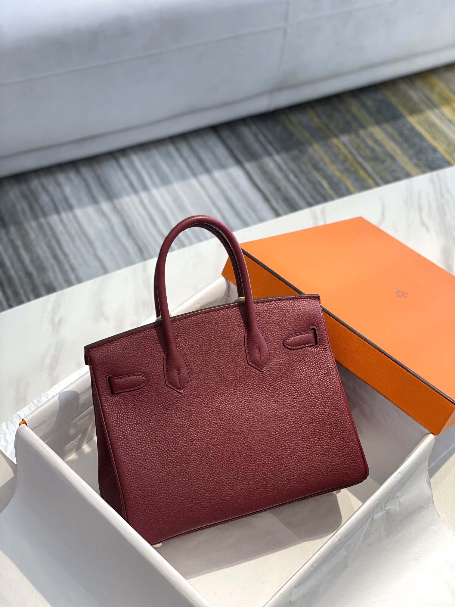 Hermes Birkin 30CM 35CM Togo Leather Red Bordeaux With Gold