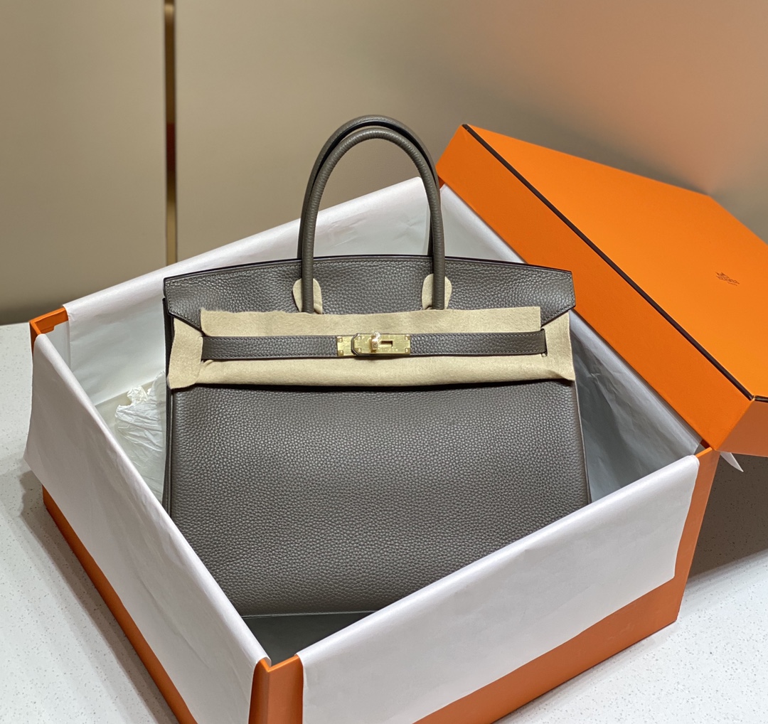 Hermes Birkin 30CM 35CM Togo Leather Tin Grey With Gold