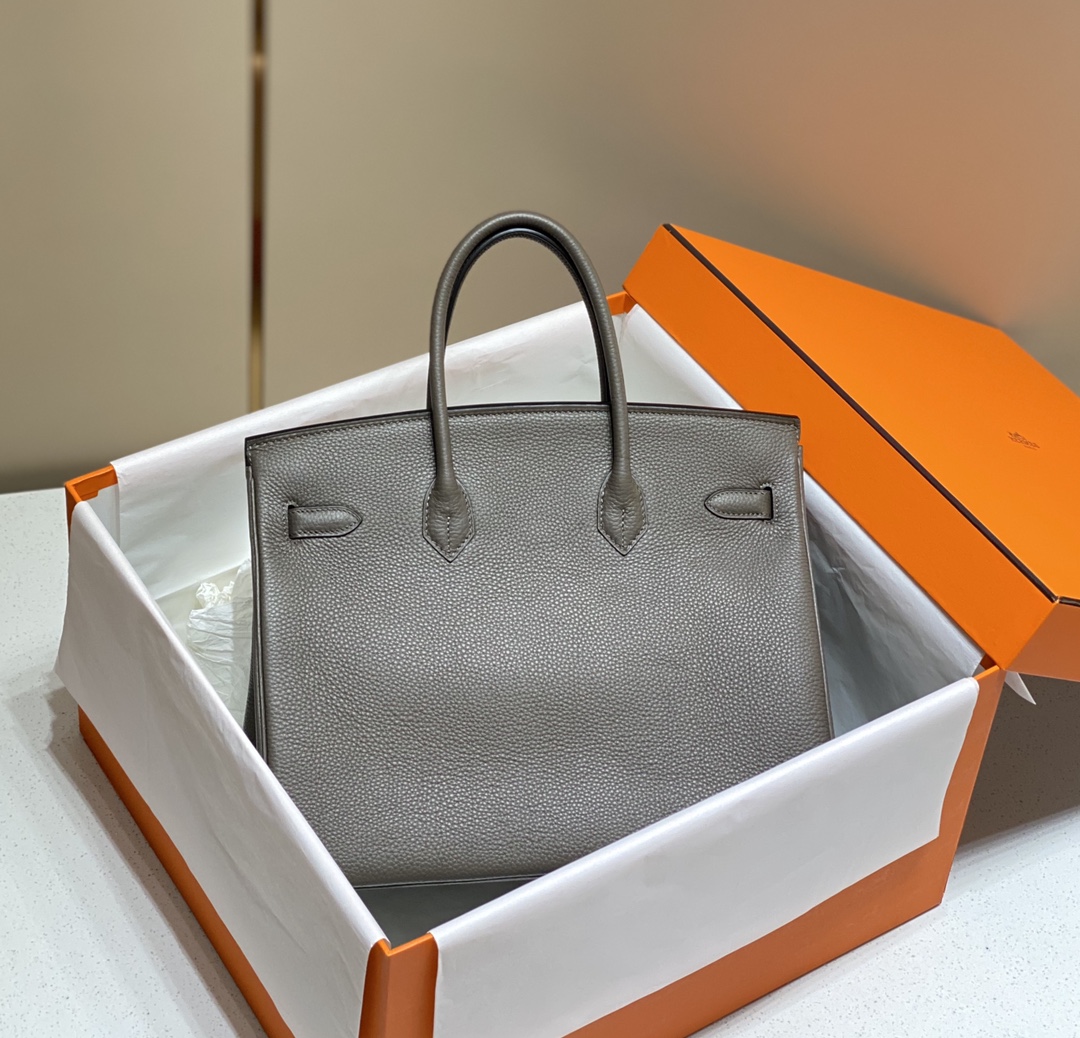 Hermes Birkin 30CM 35CM Togo Leather Tin Grey With Gold