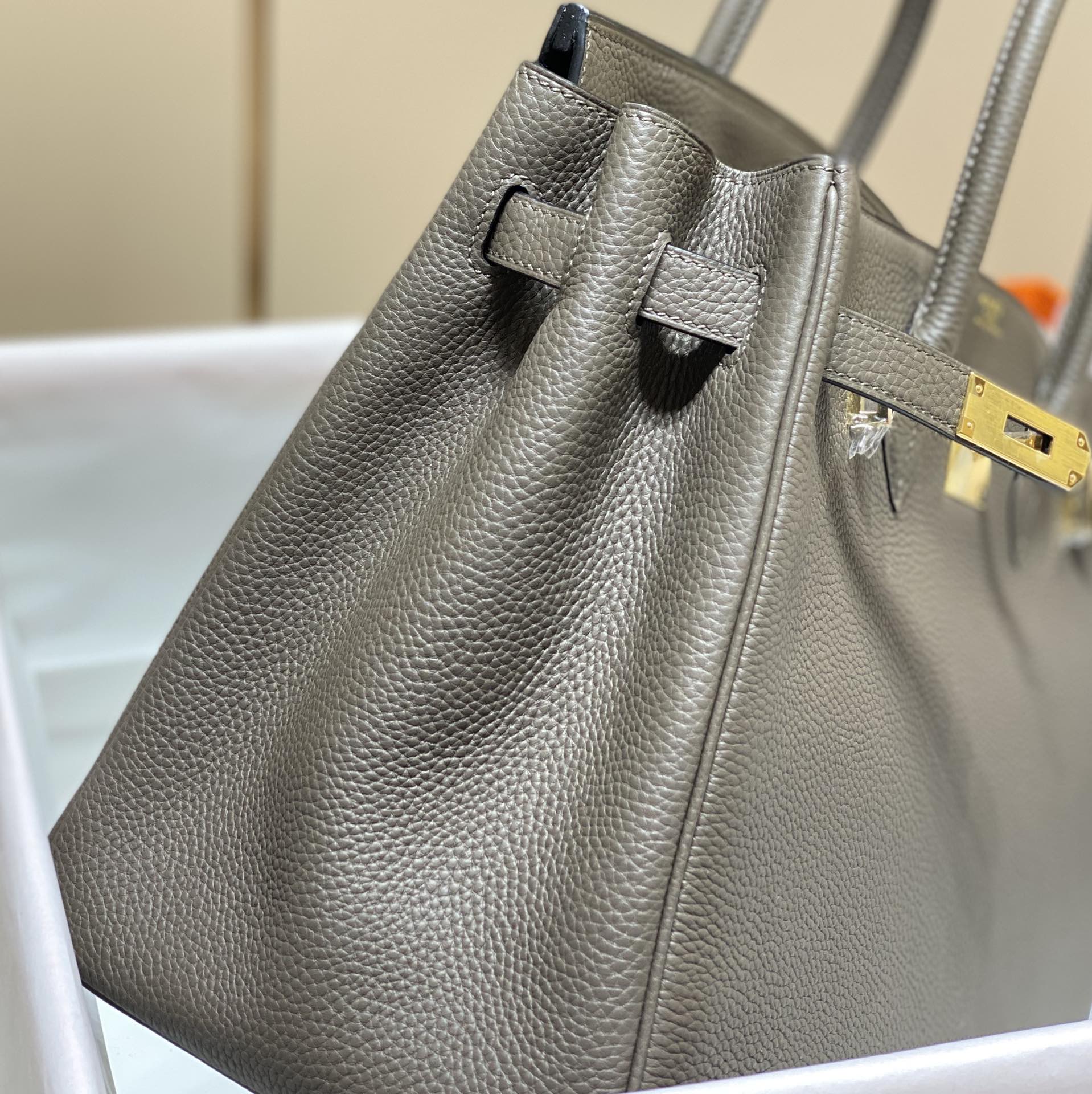 Hermes Birkin 30CM 35CM Togo Leather Tin Grey With Gold