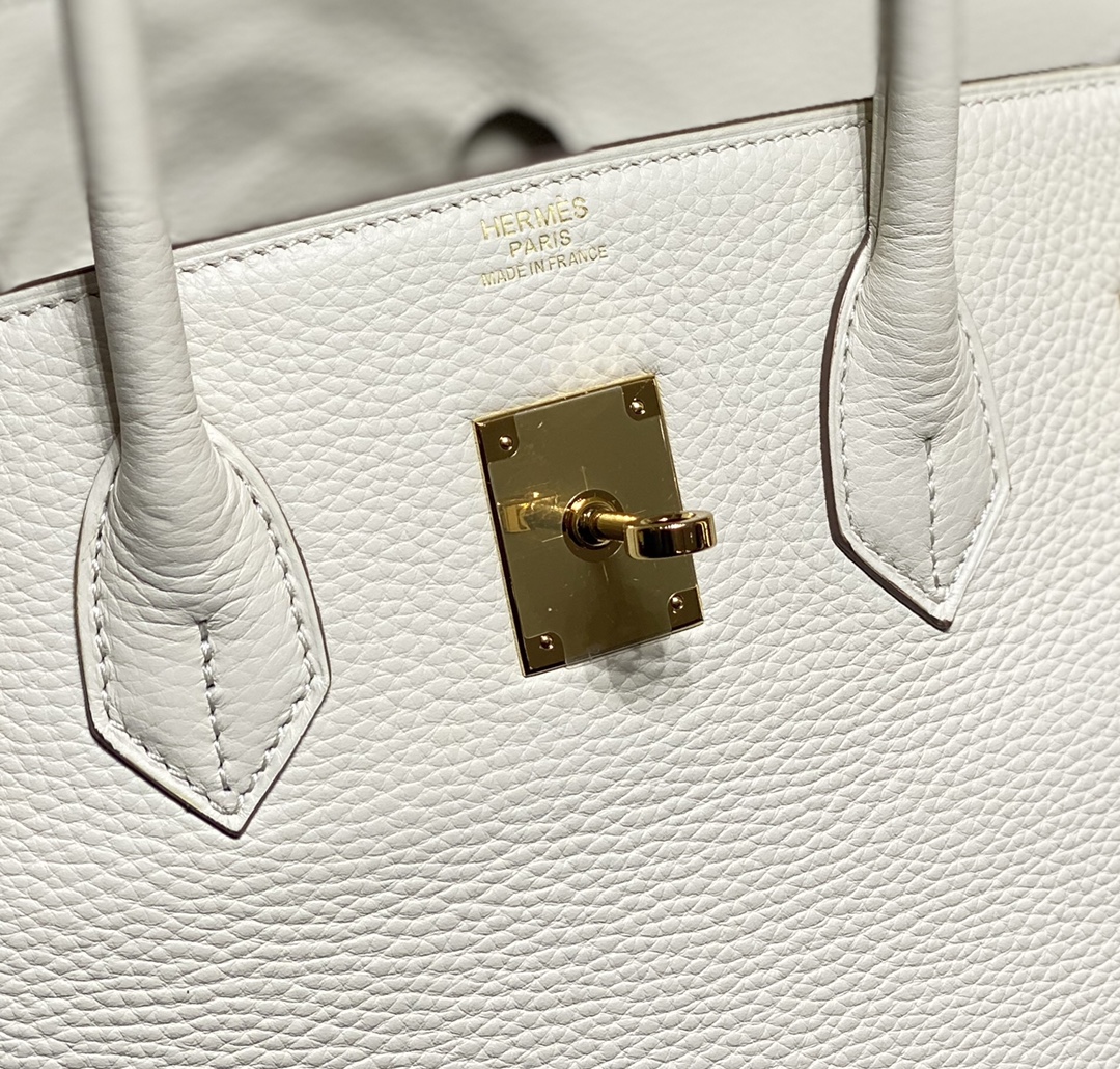 Hermes Birkin 30CM 35CM Togo Leather White With Gold