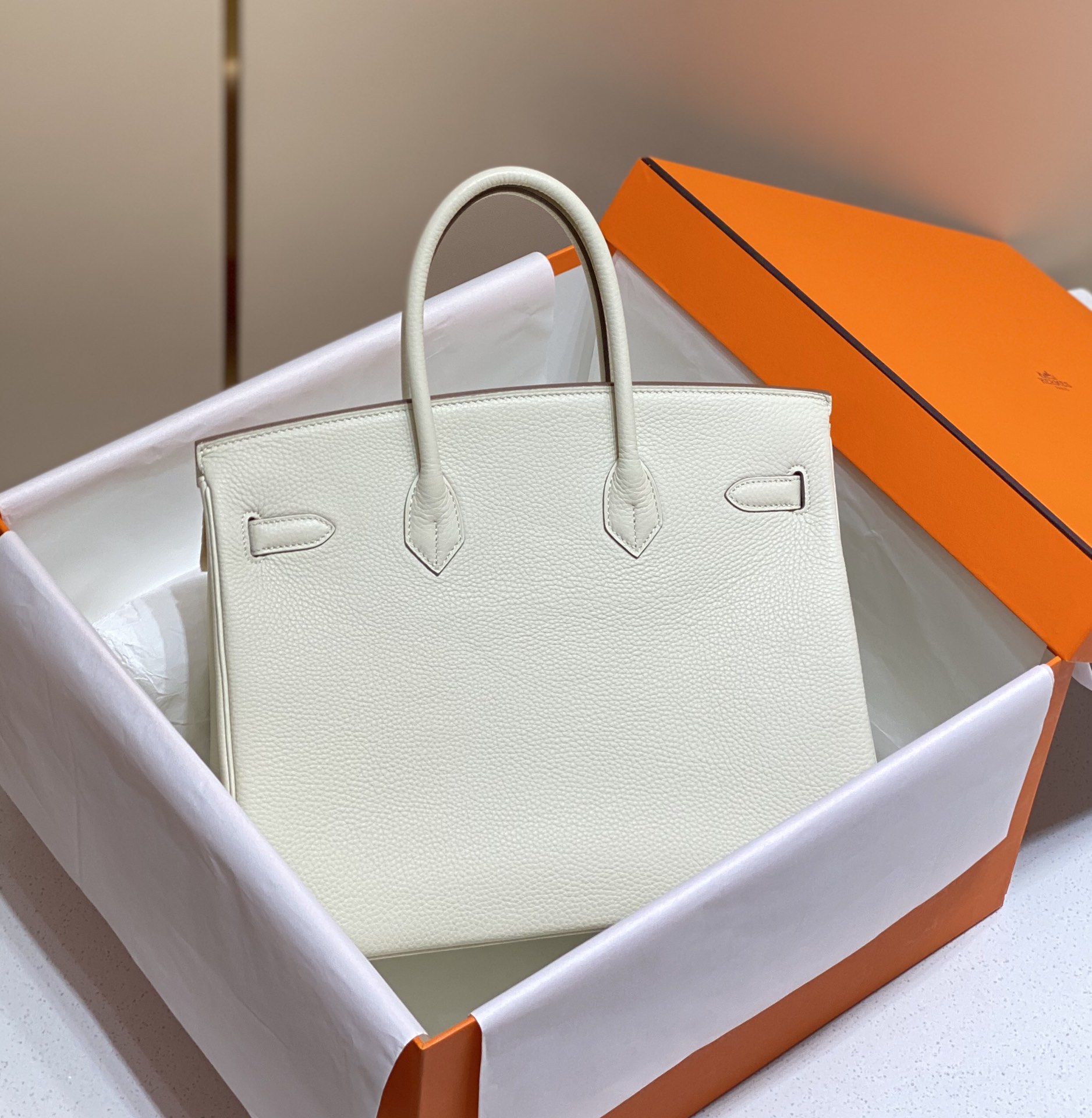 Hermes Birkin 30CM 35CM Togo Leather White With Gold