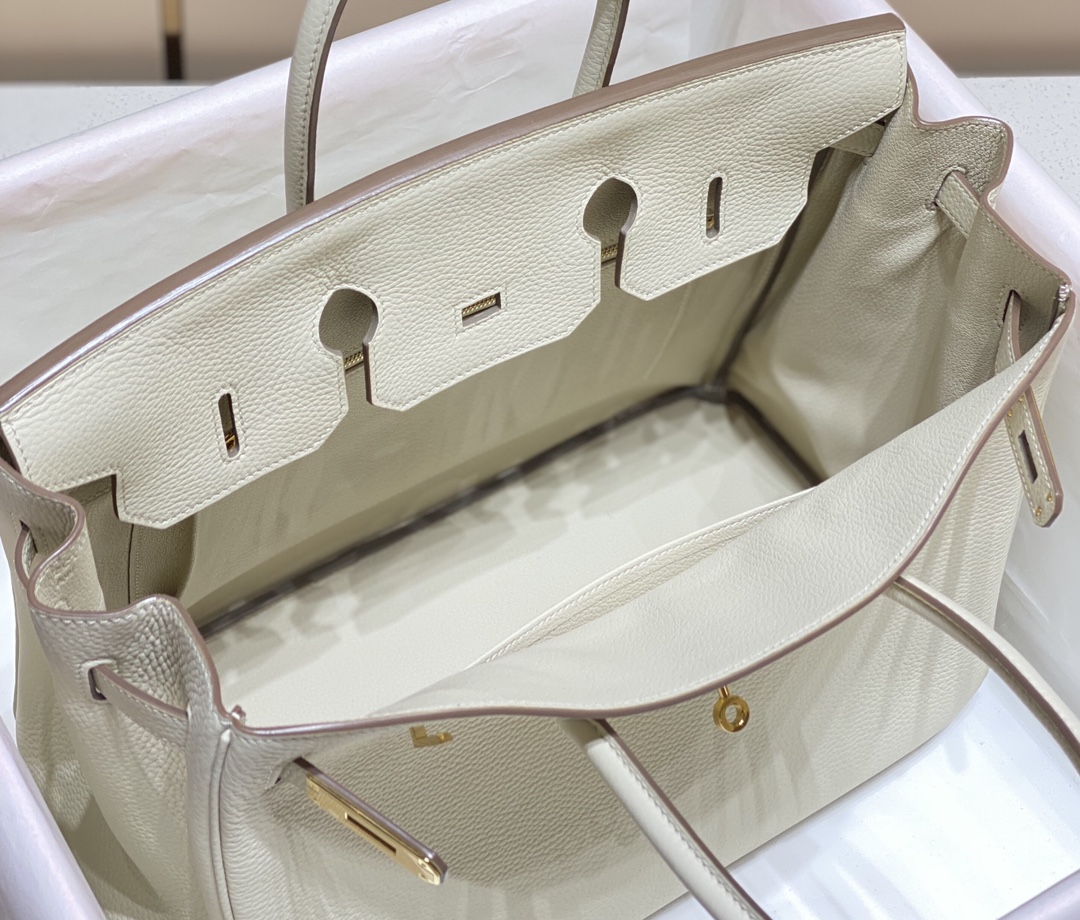 Hermes Birkin 30CM 35CM Togo Leather White With Gold