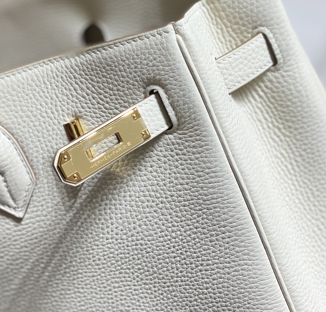 Hermes Birkin 30CM 35CM Togo Leather White With Gold