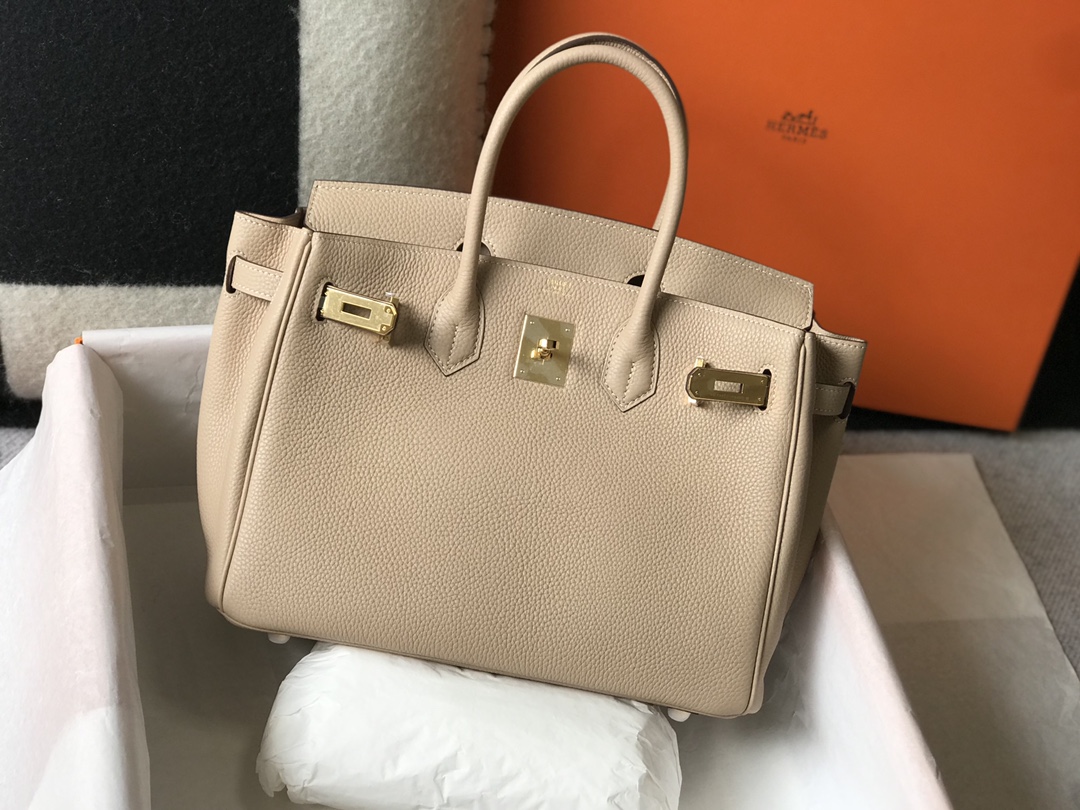 Hermes Birkin 30CM 35CM Togo Leather Windbreaker Grey With Gold