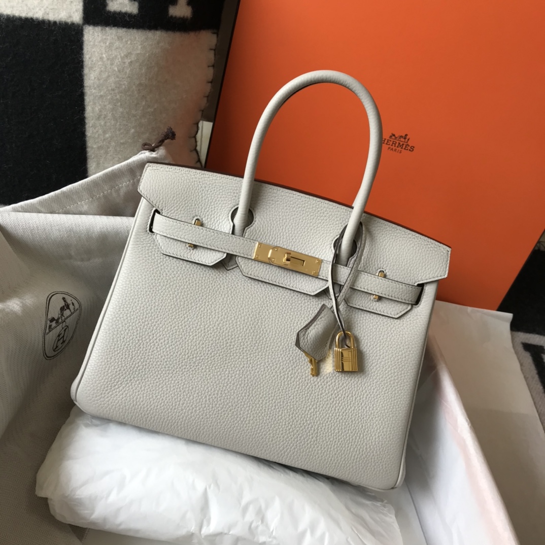 Hermes Birkin 30CM 35CM Togo Pearl Grey With Gold