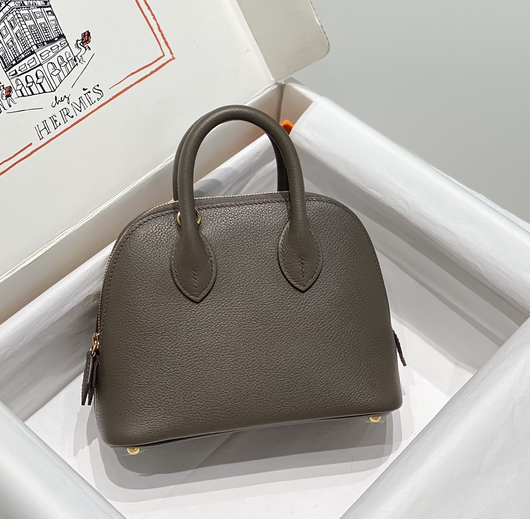 Hermes Bolide 1923 Mini Handmade Bag Calfskin in Dark Grey