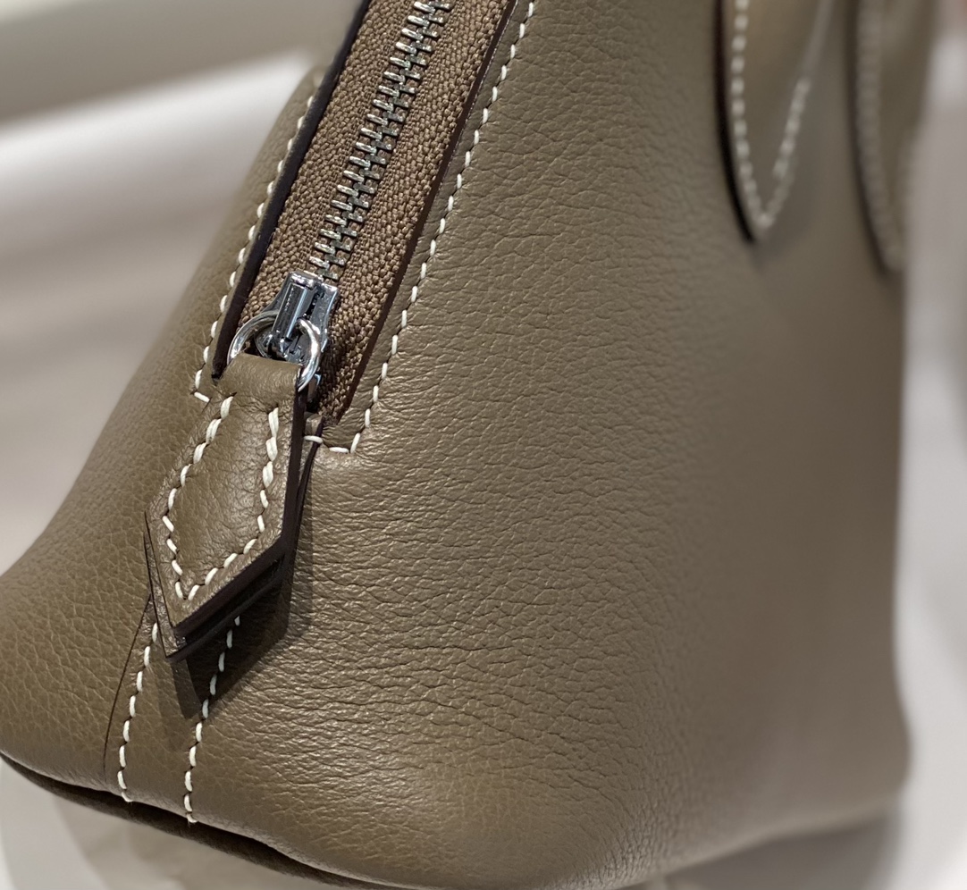 Hermes Bolide 1923 Mini Handmade Bag Calfskin in Elephant Gray With Silver