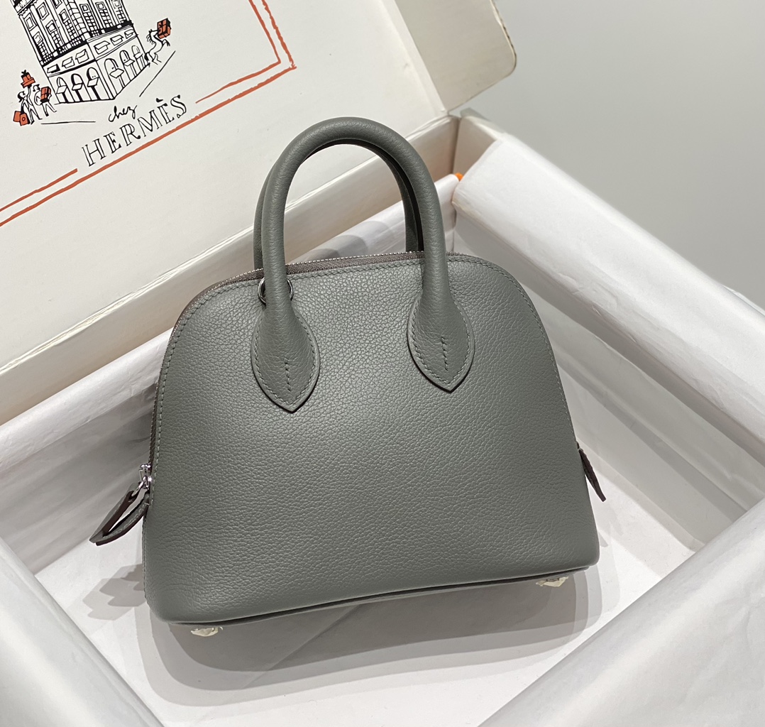 Hermes Bolide 1923 Mini Handmade Bag Calfskin in Grey