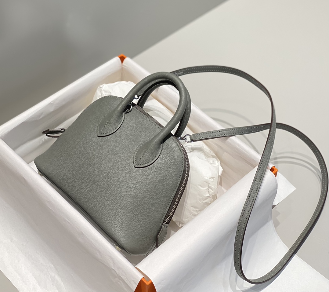 Hermes Bolide 1923 Mini Handmade Bag Calfskin in Grey