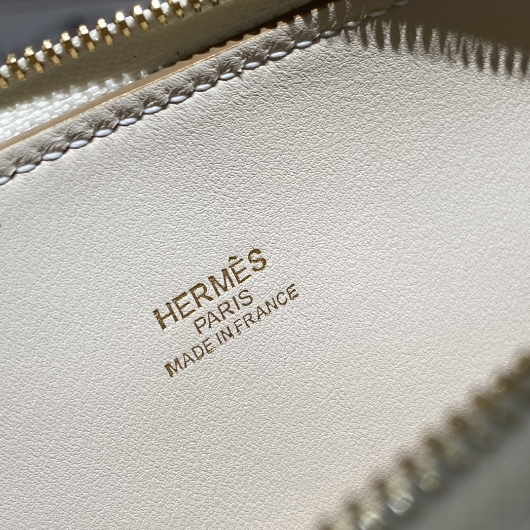 Hermes Bolide 1923 Mini Handmade Bag Calfskin in Milkshake White With Gold