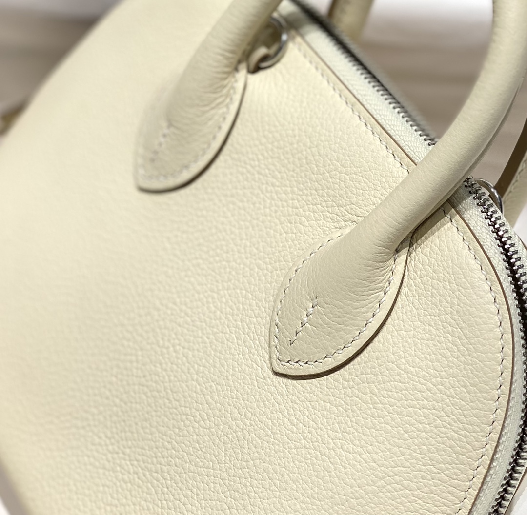 Hermes Bolide 1923 Mini Handmade Bag Calfskin in Milkshake White With Silver