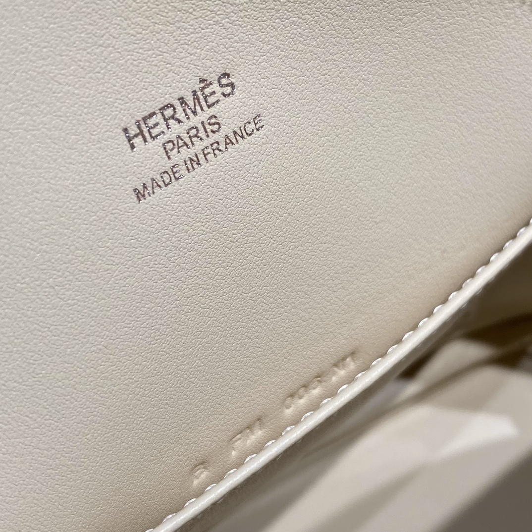 Hermes Bolide 1923 Mini Handmade Bag Calfskin in Milkshake White With Silver