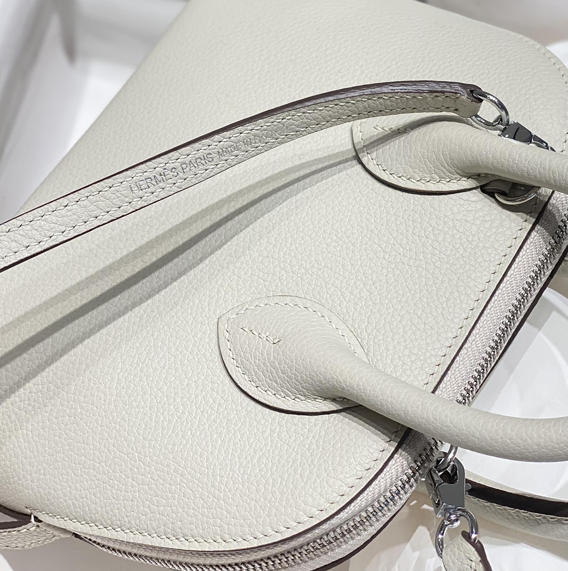 Hermes Bolide 1923 Mini Handmade Bag Calfskin in Pearl Grey