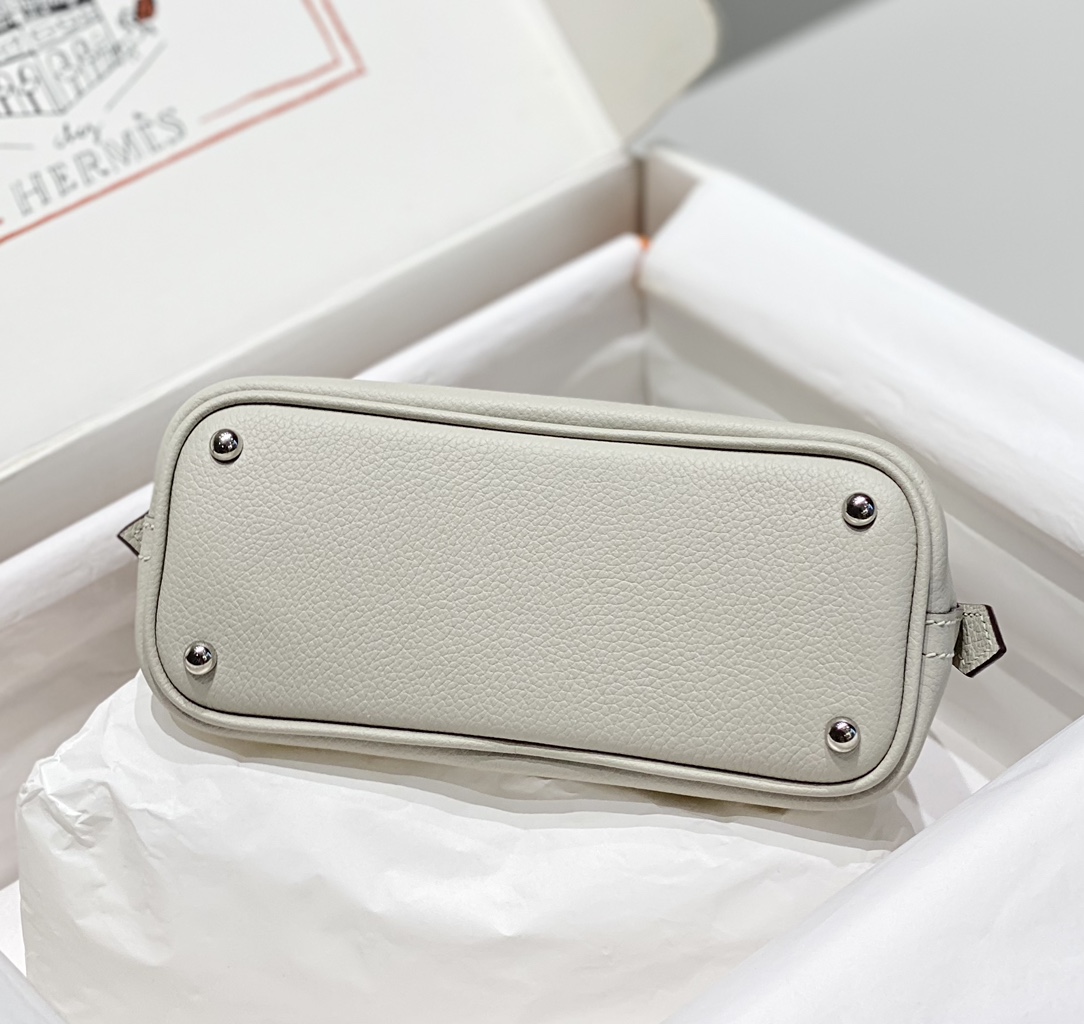 Hermes Bolide 1923 Mini Handmade Bag Calfskin in Pearl Grey