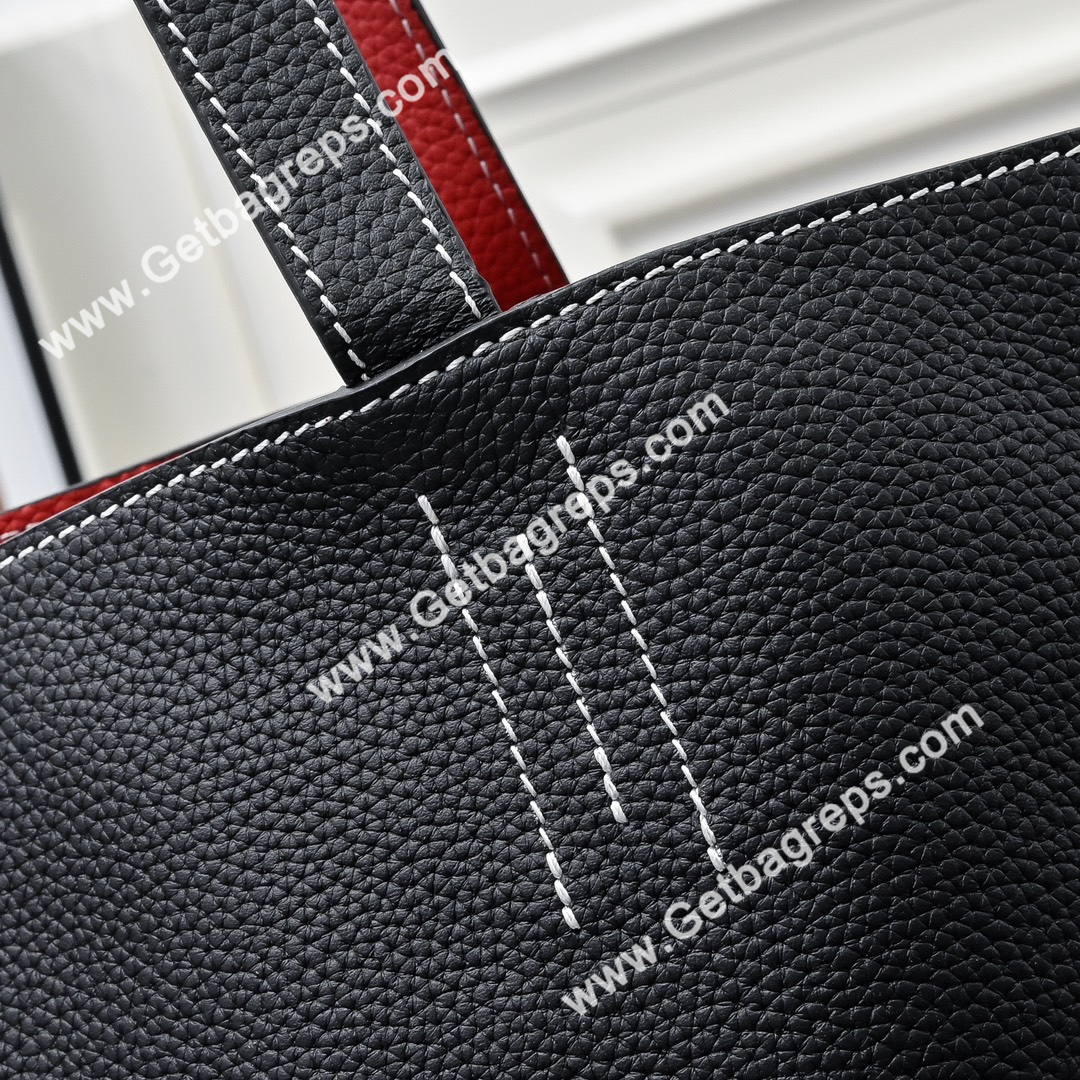 Hermes Double Sens Tote Bag Light Black with Red