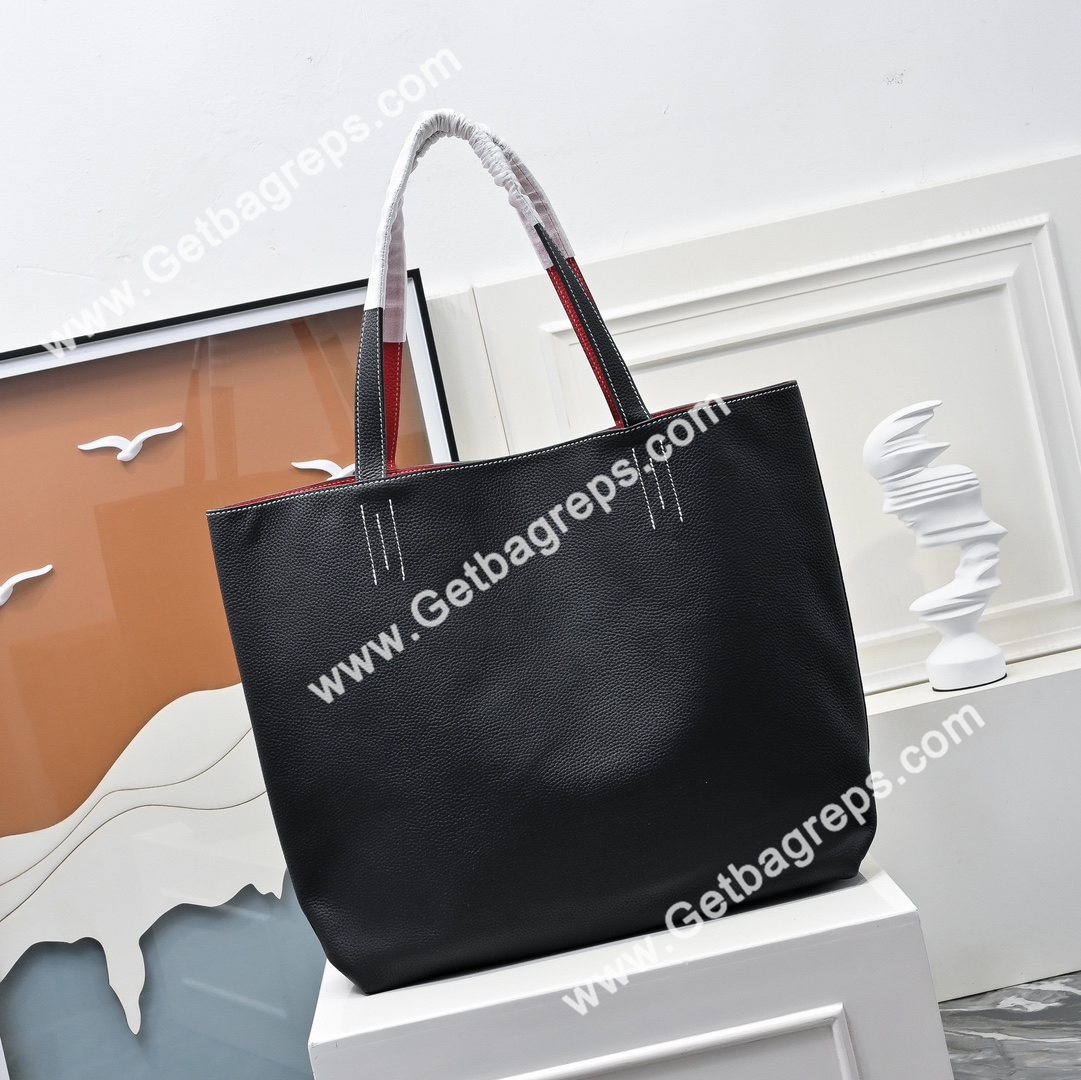 Hermes Double Sens Tote Bag Light Black with Red