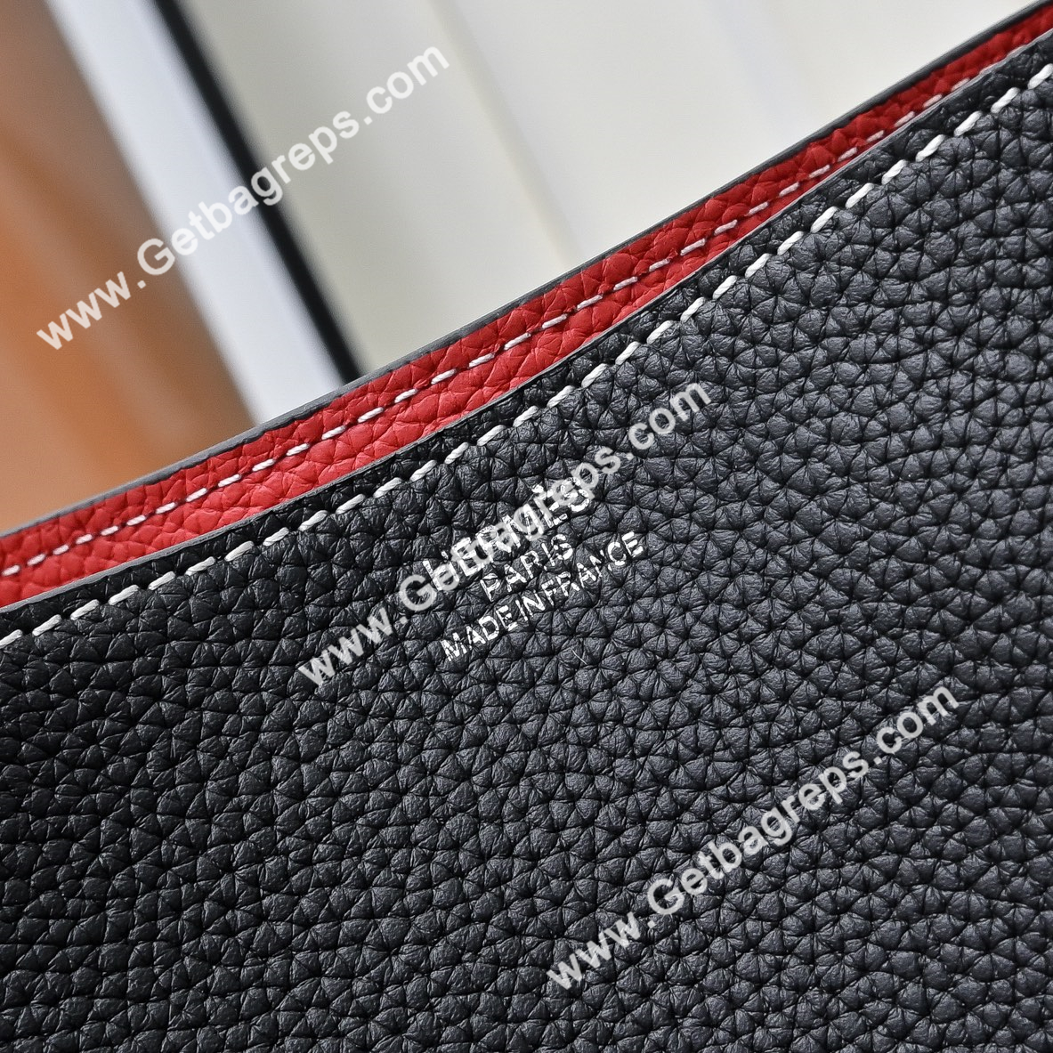 Hermes Double Sens Tote Bag Light Black with Red